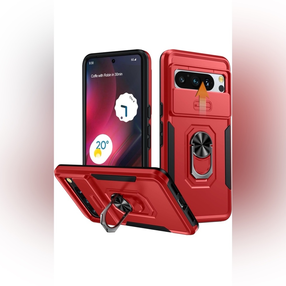 Google Pixel 8 Case, [Built-in Rotatable Kickstand Ring & Slide Camera Protector